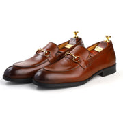 Men's Tan Crust Leather Formal Loafers Dress Shoe, Business & Casual Wear - Feetique Footwea